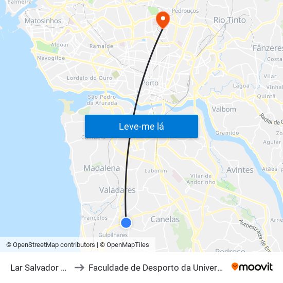 Lar Salvador Brandão to Faculdade de Desporto da Universidade do Porto map
