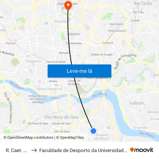 R. Caet. Melo to Faculdade de Desporto da Universidade do Porto map