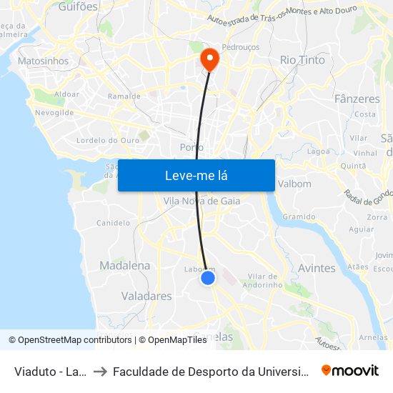 Viaduto - Laborim to Faculdade de Desporto da Universidade do Porto map