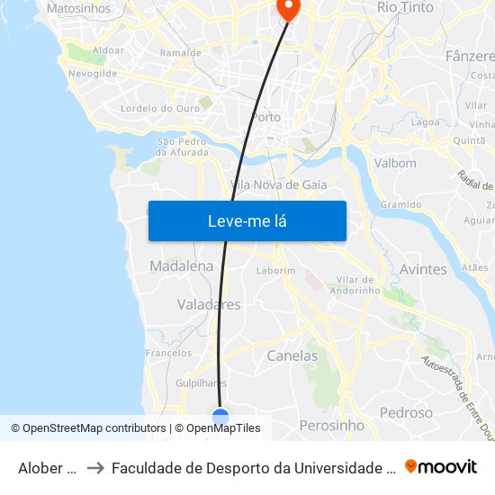 Alober Bar to Faculdade de Desporto da Universidade do Porto map