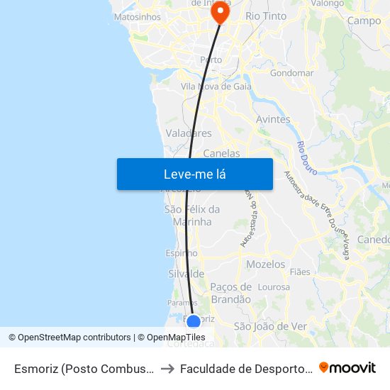 Esmoriz (Posto Combustível) - B | Bombas Gasolina to Faculdade de Desporto da Universidade do Porto map