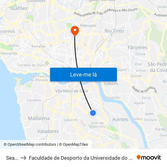 Seara to Faculdade de Desporto da Universidade do Porto map