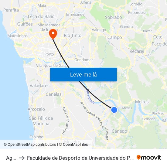 Agra to Faculdade de Desporto da Universidade do Porto map