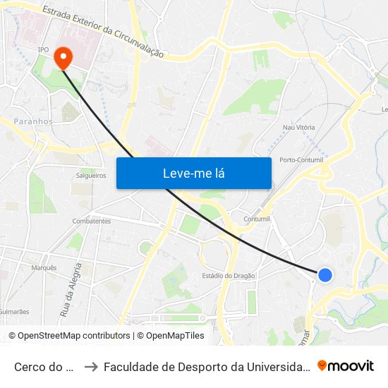 Cerco do Porto to Faculdade de Desporto da Universidade do Porto map
