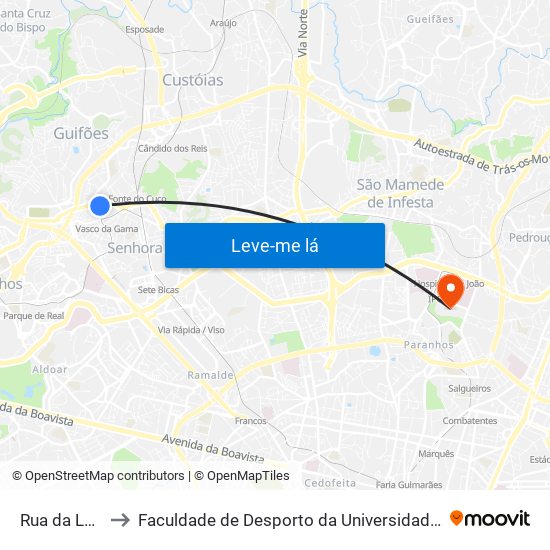 Rua da Lagoa to Faculdade de Desporto da Universidade do Porto map