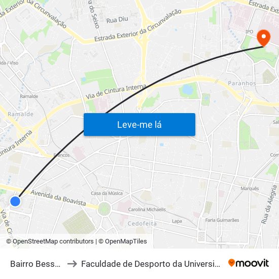 Bairro Bessa Leite to Faculdade de Desporto da Universidade do Porto map