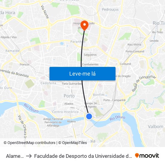 Alameda to Faculdade de Desporto da Universidade do Porto map