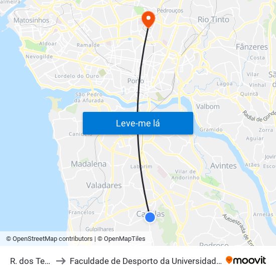 R. dos Terços to Faculdade de Desporto da Universidade do Porto map