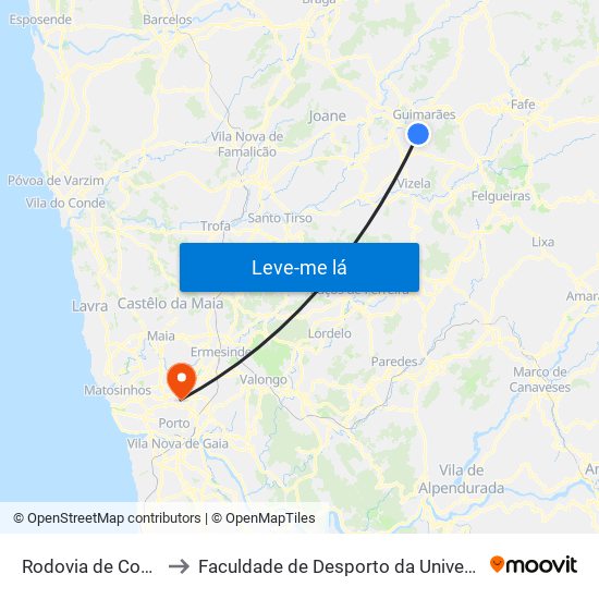 Rodovia de Covas (CTT) to Faculdade de Desporto da Universidade do Porto map