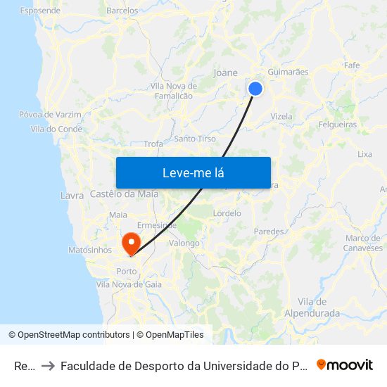 Reis to Faculdade de Desporto da Universidade do Porto map