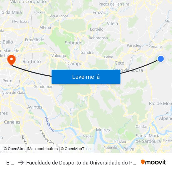 Eiro to Faculdade de Desporto da Universidade do Porto map