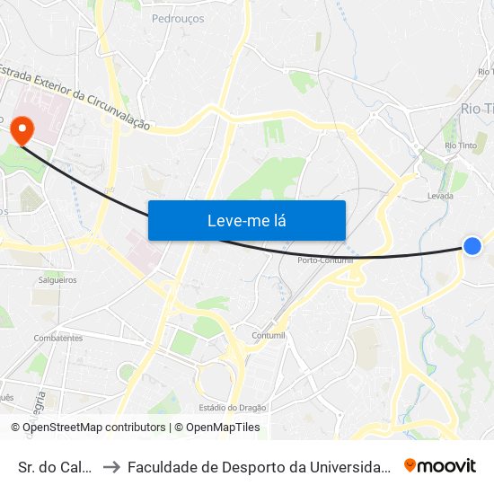 Sr. do Calvário to Faculdade de Desporto da Universidade do Porto map