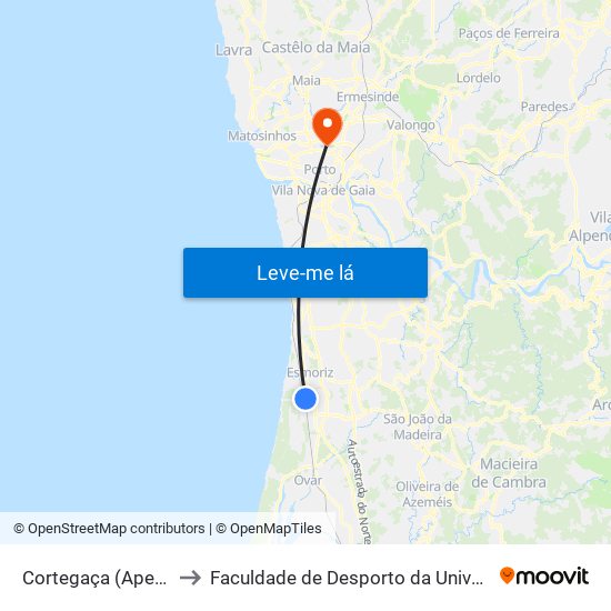 Cortegaça (Apeadeiro) - B to Faculdade de Desporto da Universidade do Porto map