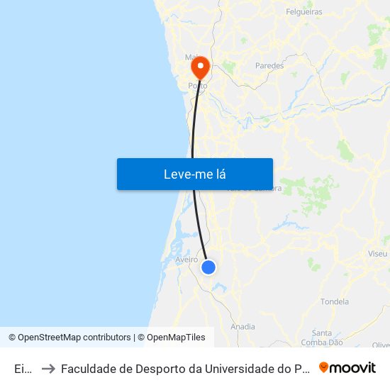 Eixo to Faculdade de Desporto da Universidade do Porto map