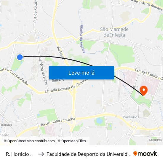 R. Horácio Marçal to Faculdade de Desporto da Universidade do Porto map