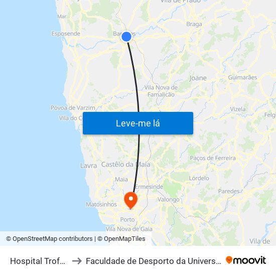 Hospital Trofa Saúde to Faculdade de Desporto da Universidade do Porto map