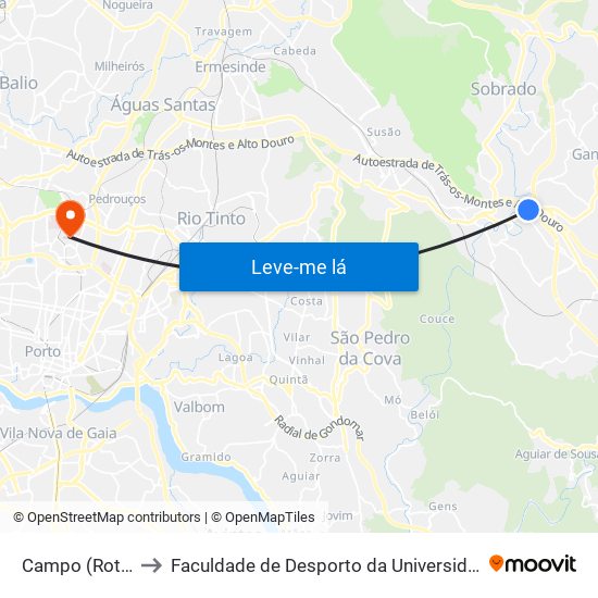 Campo (Rotunda) to Faculdade de Desporto da Universidade do Porto map