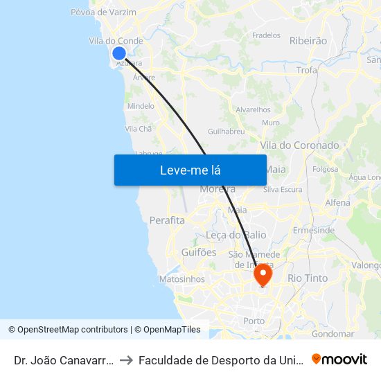 Dr. João Canavarro / Correios to Faculdade de Desporto da Universidade do Porto map