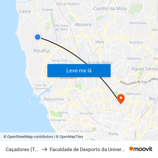 Caçadores (Terminal) to Faculdade de Desporto da Universidade do Porto map