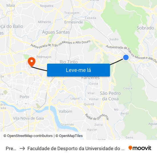 Presa to Faculdade de Desporto da Universidade do Porto map