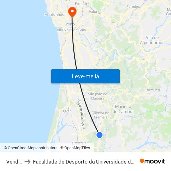 Vendas to Faculdade de Desporto da Universidade do Porto map