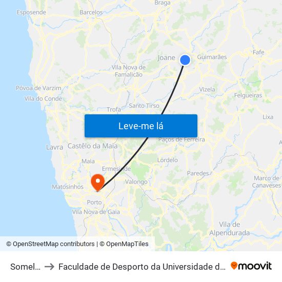 Somelos to Faculdade de Desporto da Universidade do Porto map