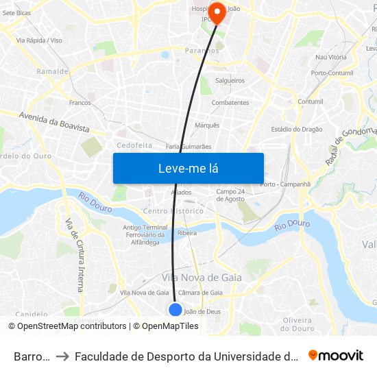 Barrosa to Faculdade de Desporto da Universidade do Porto map