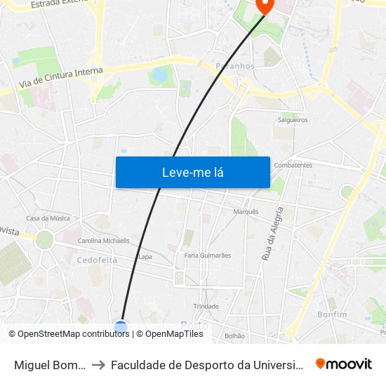 Miguel Bombarda to Faculdade de Desporto da Universidade do Porto map