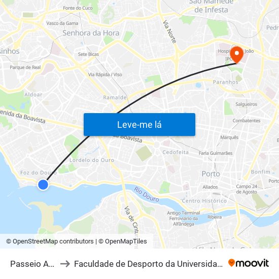 Passeio Alegre to Faculdade de Desporto da Universidade do Porto map