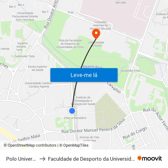 Polo Universitário to Faculdade de Desporto da Universidade do Porto map