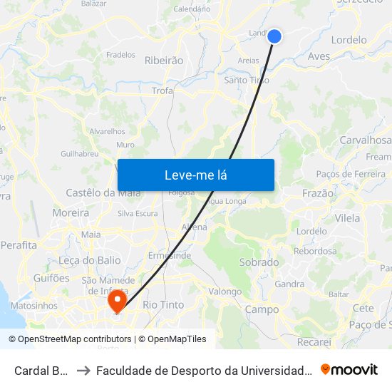 Cardal - Bente to Faculdade de Desporto da Universidade do Porto map