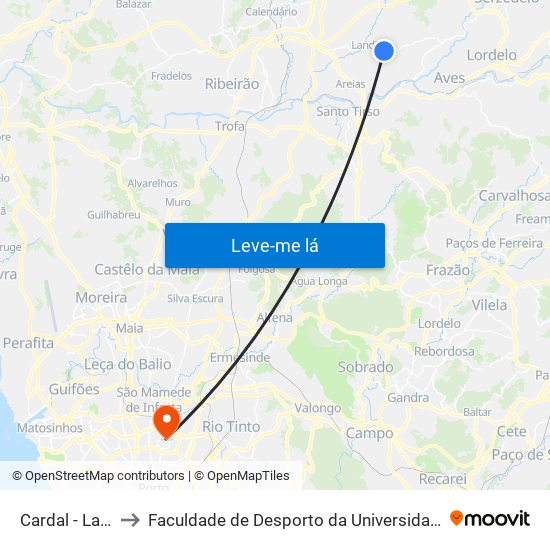 Cardal - Landim to Faculdade de Desporto da Universidade do Porto map