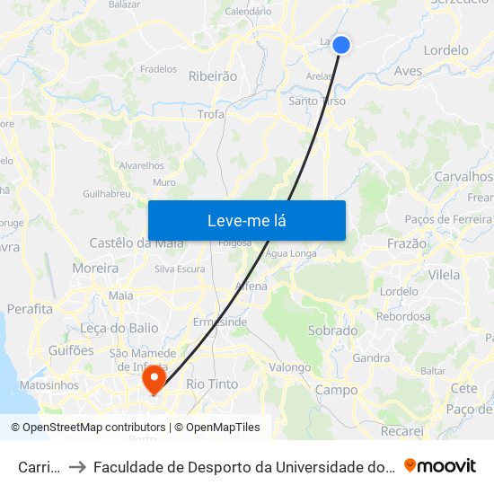 Carriça to Faculdade de Desporto da Universidade do Porto map