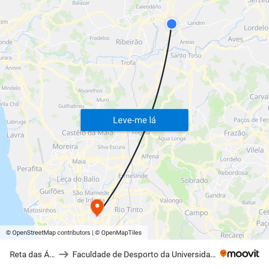 Reta das Águas to Faculdade de Desporto da Universidade do Porto map