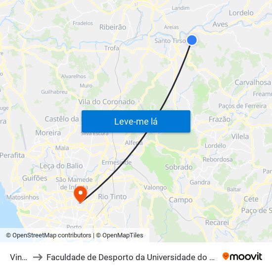 Vinha to Faculdade de Desporto da Universidade do Porto map