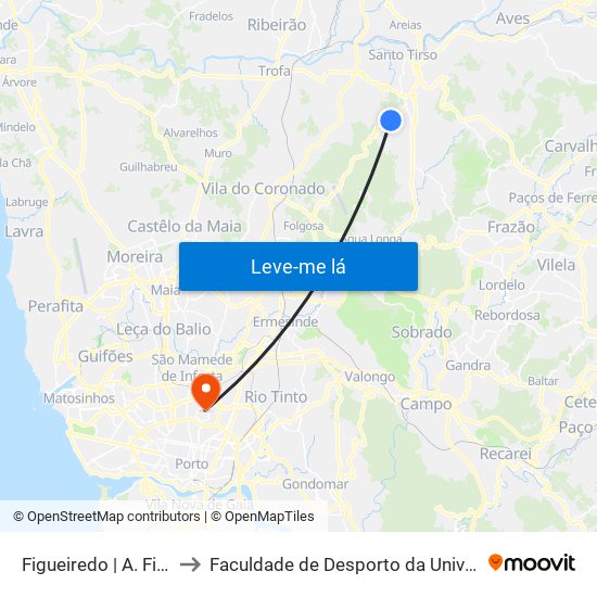 Figueiredo | A. Figueiredo 4 to Faculdade de Desporto da Universidade do Porto map