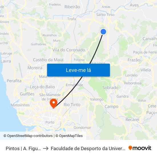 Pintos | A. Figueiredo 3 to Faculdade de Desporto da Universidade do Porto map