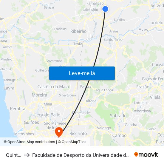 Quintão to Faculdade de Desporto da Universidade do Porto map