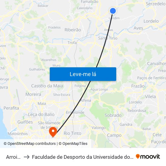 Arroios to Faculdade de Desporto da Universidade do Porto map
