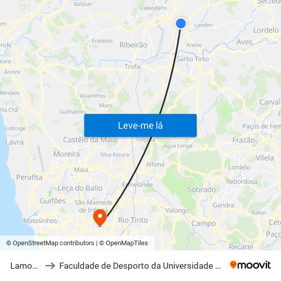 Lamosas to Faculdade de Desporto da Universidade do Porto map