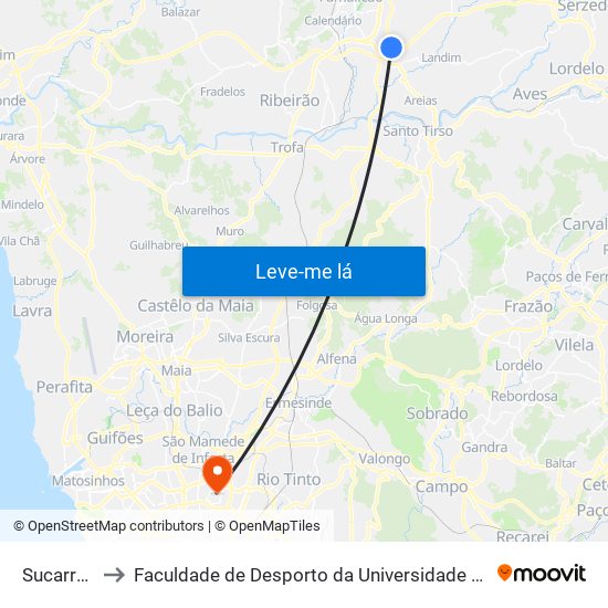 Sucarreira to Faculdade de Desporto da Universidade do Porto map