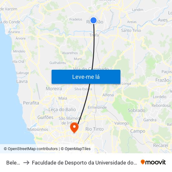 Beleco to Faculdade de Desporto da Universidade do Porto map