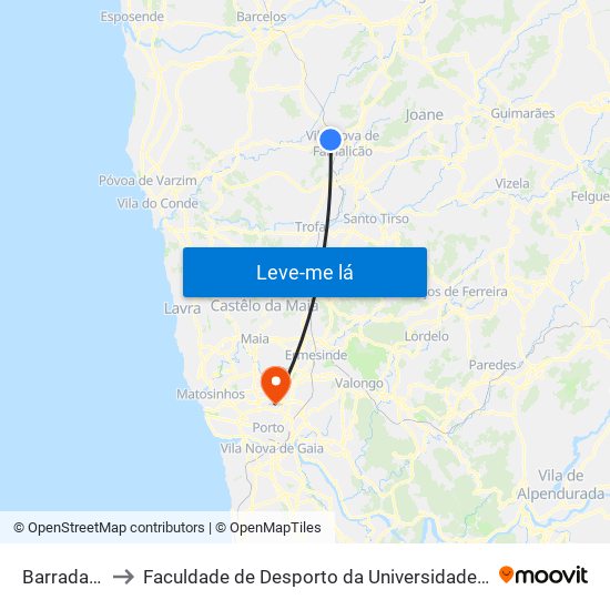 Barradas III to Faculdade de Desporto da Universidade do Porto map
