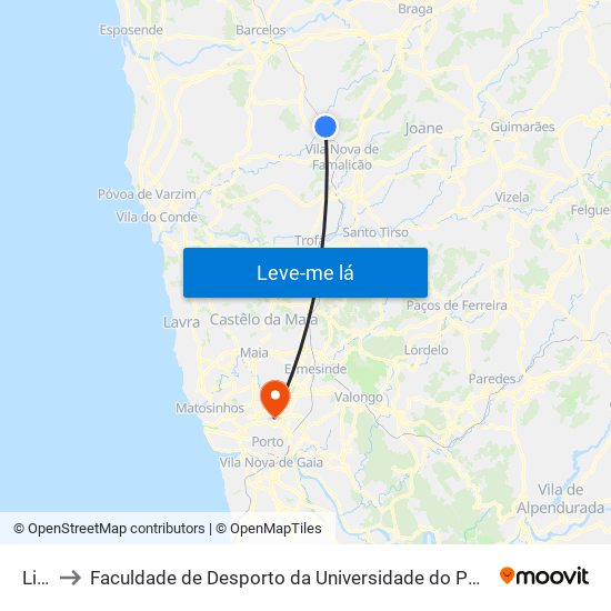 Lijó to Faculdade de Desporto da Universidade do Porto map