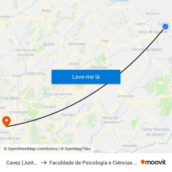 Cavez (Junta de Freguesia) to Faculdade de Psicologia e Ciências da Educação da Universidade do Porto map