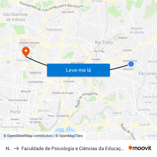 Noé to Faculdade de Psicologia e Ciências da Educação da Universidade do Porto map