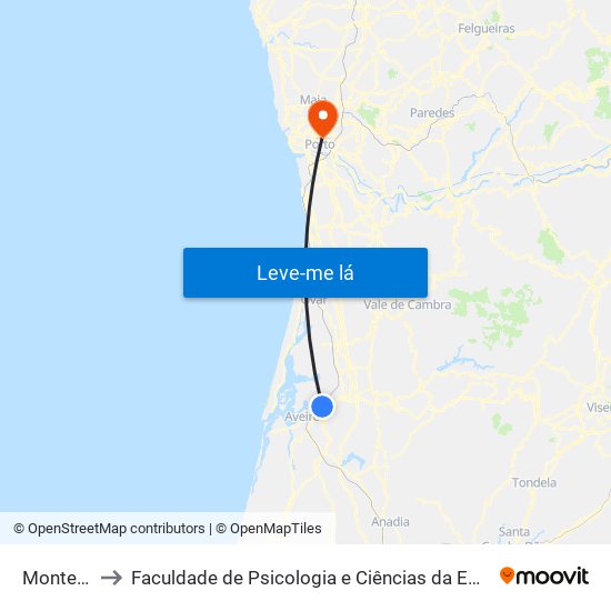 Monte Cacia B to Faculdade de Psicologia e Ciências da Educação da Universidade do Porto map
