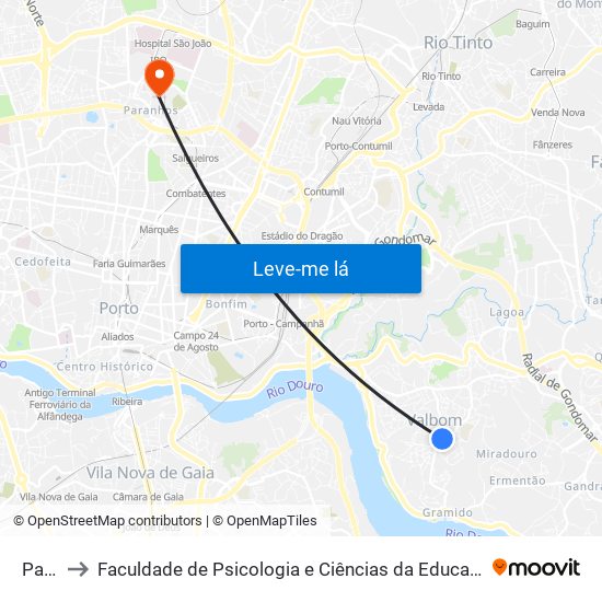 Padrão to Faculdade de Psicologia e Ciências da Educação da Universidade do Porto map