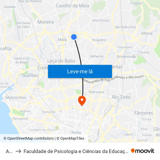 Altos to Faculdade de Psicologia e Ciências da Educação da Universidade do Porto map