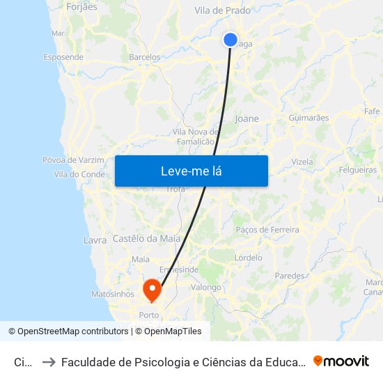 Cima Ii to Faculdade de Psicologia e Ciências da Educação da Universidade do Porto map